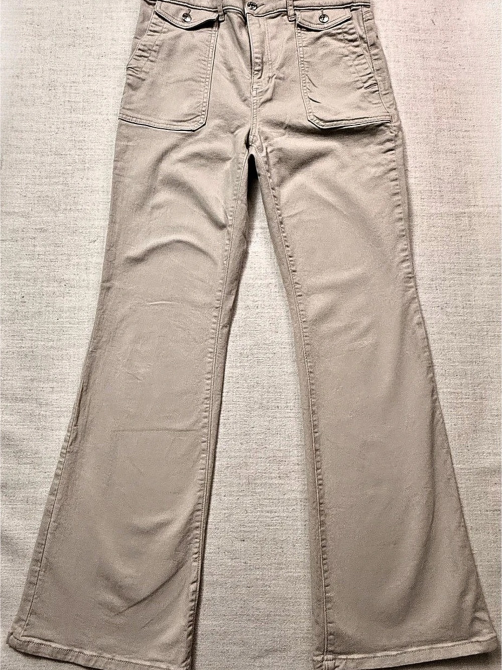 LOFT Utility Pocket High Rise Slim Flare Pants Beige Waist 29